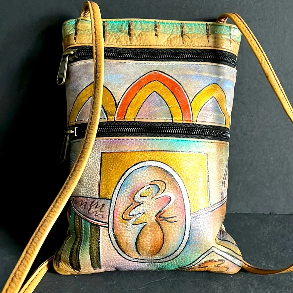Anuschka Hand Painted Leather Boho Crossbody Bag - Picture 2 of 16